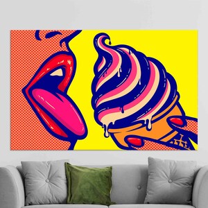 Woman Licking Ice Cream Glass Art: Abstract Alcohol Ink Wall Decor