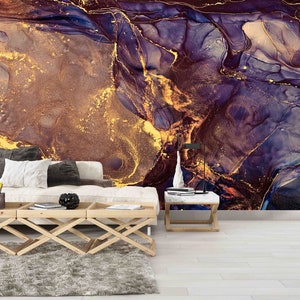 Purple and Gold Marble Wall Mural: Luxury Home Decor - Etsy