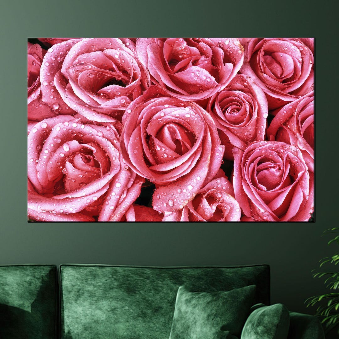 Pink Rose Canvas Art: Romantic Floral Print, Bedroom Wall Decor - Etsy