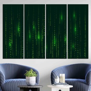 Matrix Code Canvas Art: Tempered Glass Framed Wall Decor - Etsy