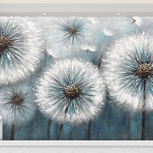 3D Paper Art, Wallpaper Patent, Custom Wall Paper, Housewarming Gift, Dandelion Wall Decals, Dandelion Lover Gift Wall Mural, 3D Wall Paper image 2