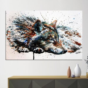 Wolf Painting Print Art Canvas, Wolf Wall Hanging, Wolf Lover Gift Canvas Print, Animal Wall Art Decor, Tempered Glass Print,