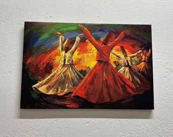 Whirling Dervish Canvas Art: Muslim Home Decor