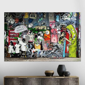 Trendy Canvas, Banksy Wall Art, Banksy Graffiti Printed, Home Decor, Street Art 3D Canvas, Personalized Gift, Modern Wall Art, Banksy Canvas