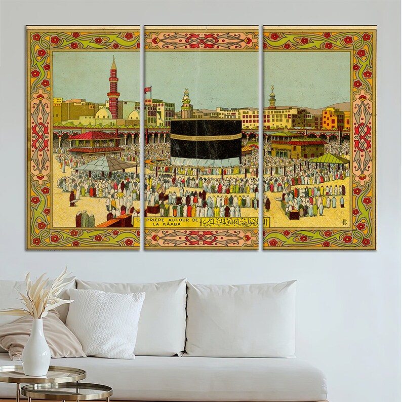 Islamic Wall Art, Kaaba Wall Art, Muslim Art, Kaaba, Muslim Housewarming Art Canvas, Home Decor, Muslim Gift , Ramadan Eid Gift Canvas Art, SET OF 3 CANVAS