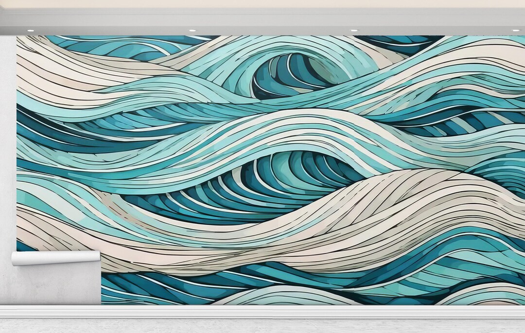 Decorative Waves Wave Drawing Wall Decor, Wave Wall Decor, Abstract Wave Wall Art, Art ...