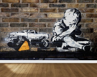 Banksy Praying Boy Graffiti Wall Art: Street Art Poster