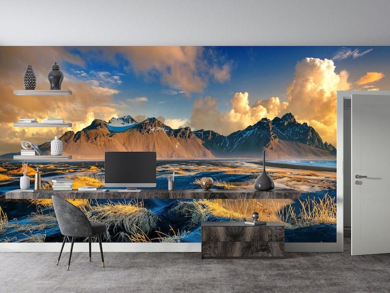Mountain Landscape Wallpaper Mural: Peel and Stick Wall Decor - Etsy