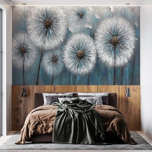 3D Paper Art, Wallpaper Patent, Custom Wall Paper, Housewarming Gift, Dandelion Wall Decals, Dandelion Lover Gift Wall Mural, 3D Wall Paper image 3