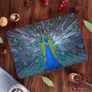 Animal Chopping Board, Peacock Serving Board, Peacock Lover Gift Serving Board, Blue Cutting Board, Chopping Board,