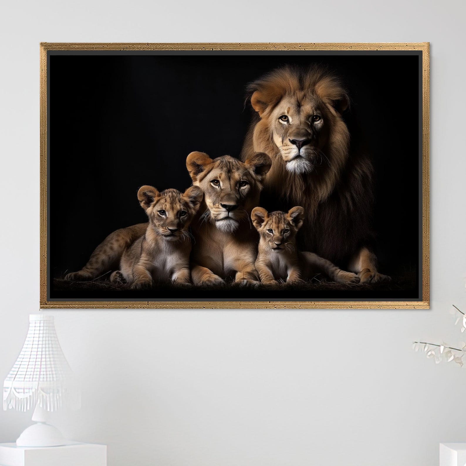Lion Family Canvas Art: Regal African Wildlife Print, Safari Home Decor ...