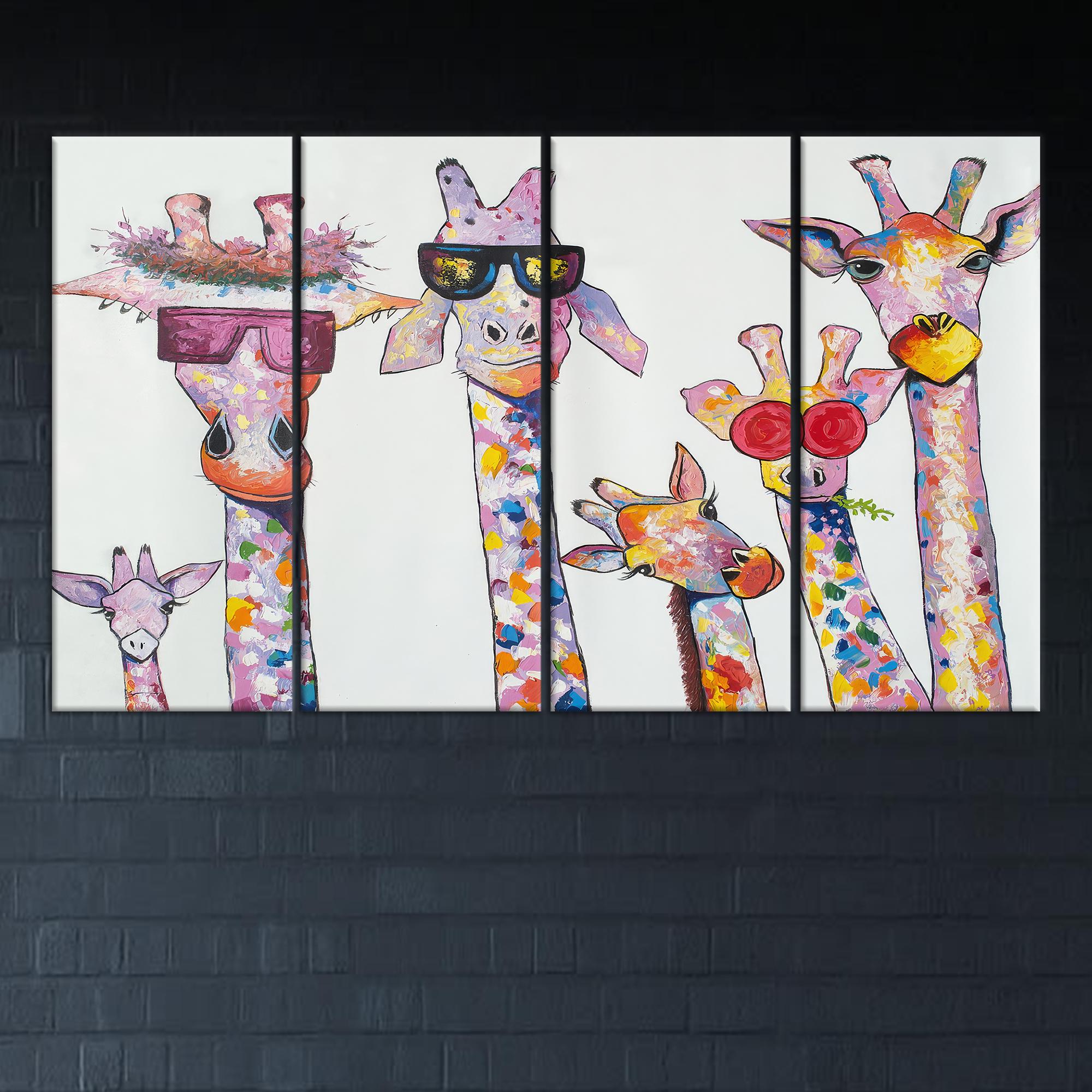 Giraffe Family Canvas Print: Colorful Animal Nursery Wall Art - Etsy
