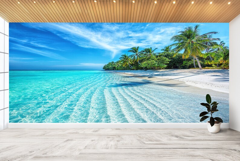 Tropical Ocean Wallpaper: 3D Sea Landscape Wall Decor image 1