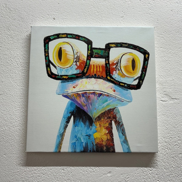 Frog With Glasses Wall Art Etsy