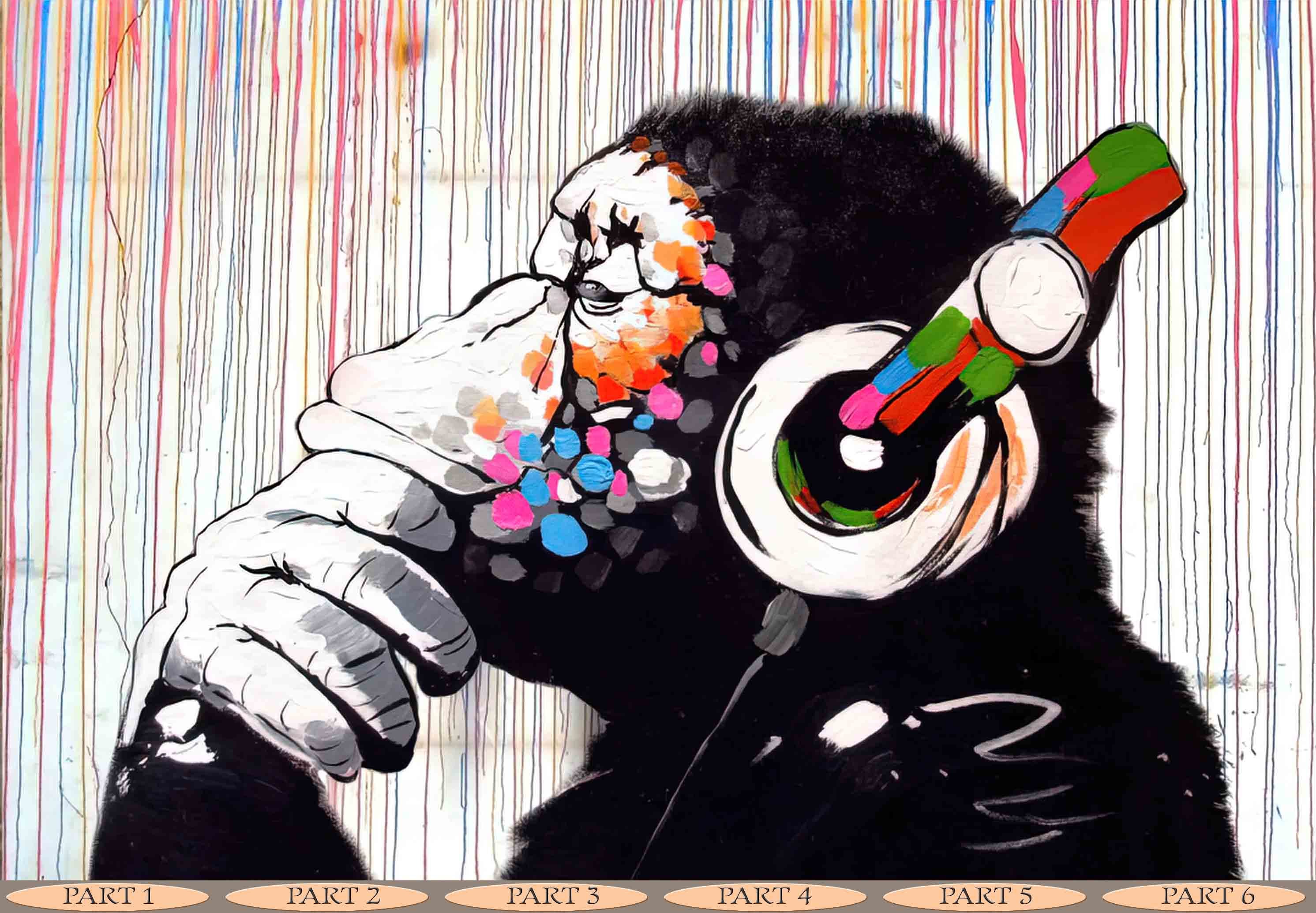 Banksy Monkey Graffiti Wall Art: Music Lover Home Decor - Etsy