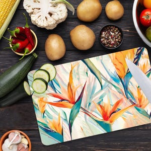 Floral Tempered Glass Cutting Board: Heat-Resistant Kitchen Decor