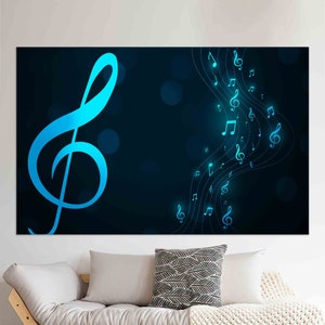 Girl Room Wall Table, Music Room Wall Decoration, Bedroom Canvas Art, Treble Clef Wall Art Decor,  Gift Personalized, Glass Wall Art,