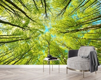 3D Forest View Wallpaper: Tree Branch Landscape Wall Art