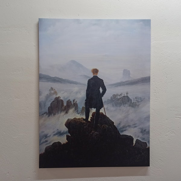 Arazzi, Regalo per lui personalizzato, Arazzi, Regalo su tela per uomo, Poster del Vagabondo sopra il mare di nebbia, Caspar David Friedrich,