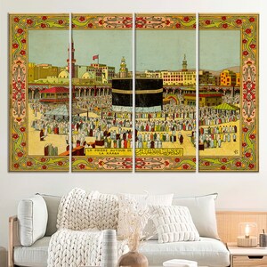 Islamic Wall Art, Kaaba Wall Art, Muslim Art, Kaaba, Muslim Housewarming Art Canvas, Home Decor, Muslim Gift , Ramadan Eid Gift Canvas Art, SET OF 4 CANVAS