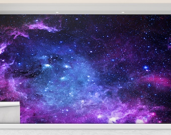 Starry Galaxy Landscape Wall Mural: Abstract Paper Art