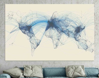 Flight Routes World Map Canvas Art: Aviation Wall Decor