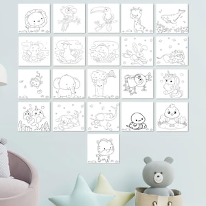 Regalo di pittura di animali, kit di pittura per bambini, kit educativo sugli animali, festa di compleanno per bambini, pittura su tela, dipingi il tuo mini set di tele,