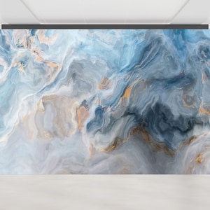 Carta da parati 3D, Carta da parati staccabile e incollabile, Carta da parati moderna, Regalo per lui, Carta da parati con pittura in marmo blu, Murale dai toni blu, Carta da parati in marmo