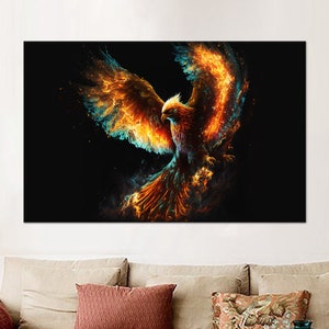 Phoenix Poster, Black Glass Art Wall Decor, Phoenix Bird Glass Printing, Animal Glass Wall Art, Bridesmaid Gifts, Bedroom Decor, Home Decor,