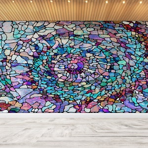 Abstract Stained Glass Spiral Wallpaper Mural - Peel & Stick Wall Art
