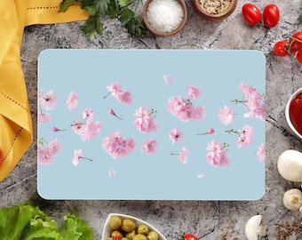 Sakura Floral Tempered Glass Cutting Board: Spring Kitchen Decor