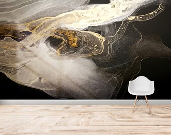 Black and Gold Marble Wallpaper: Modern 3D Wall Mural