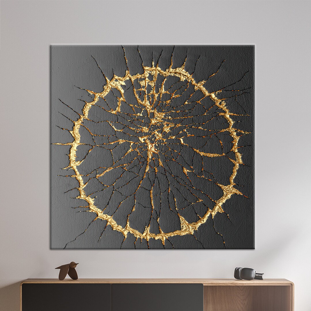 Kintsugi Wall Art, Wedding Gift, Personalized Glass, Black and Gold ...