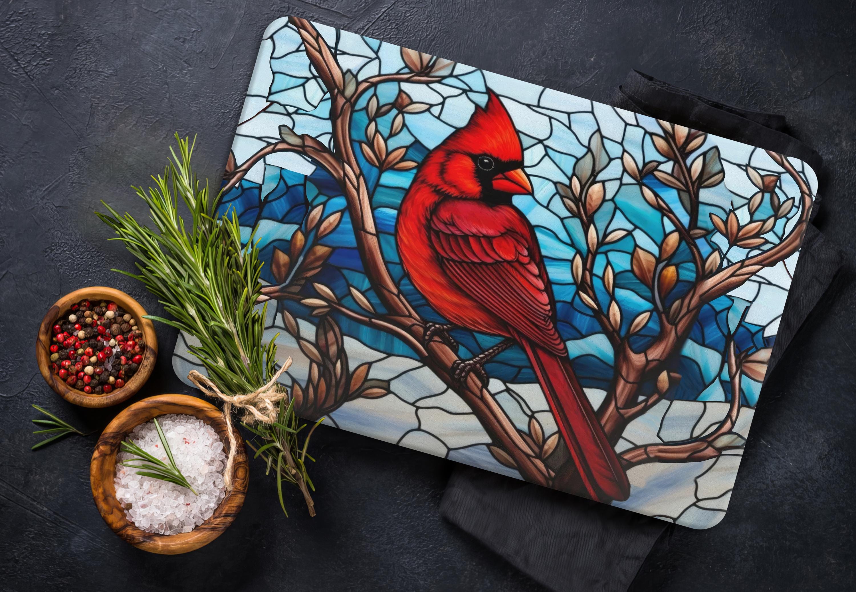 Planche à Découper En Verre Trempé CounterArt - Motif Oiseaux Chanteurs - 25,4x20,3 Cm, Résiste à 204°C, Fabriquée Aux USA