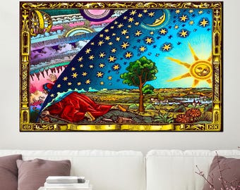 Flammarion Cosmos Canvas Art Print: Vintage Celestial Home Decor