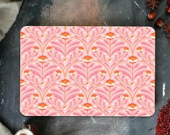 Pink Floral Tempered Glass Cutting Board: Elegant Kitchen Decor