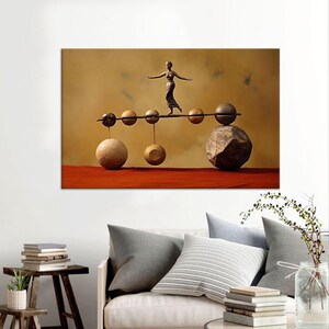 Balancing Woman Canvas Art: Abstract Modern Print