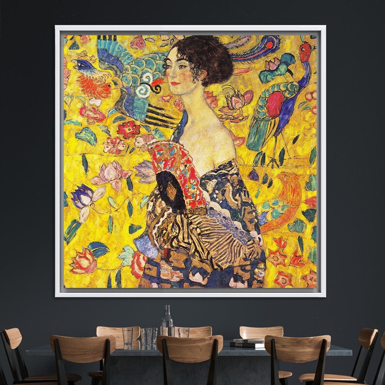 Gustav Klimt Lady With A Fan Art Nouveau Canvas or Glass Art - Etsy