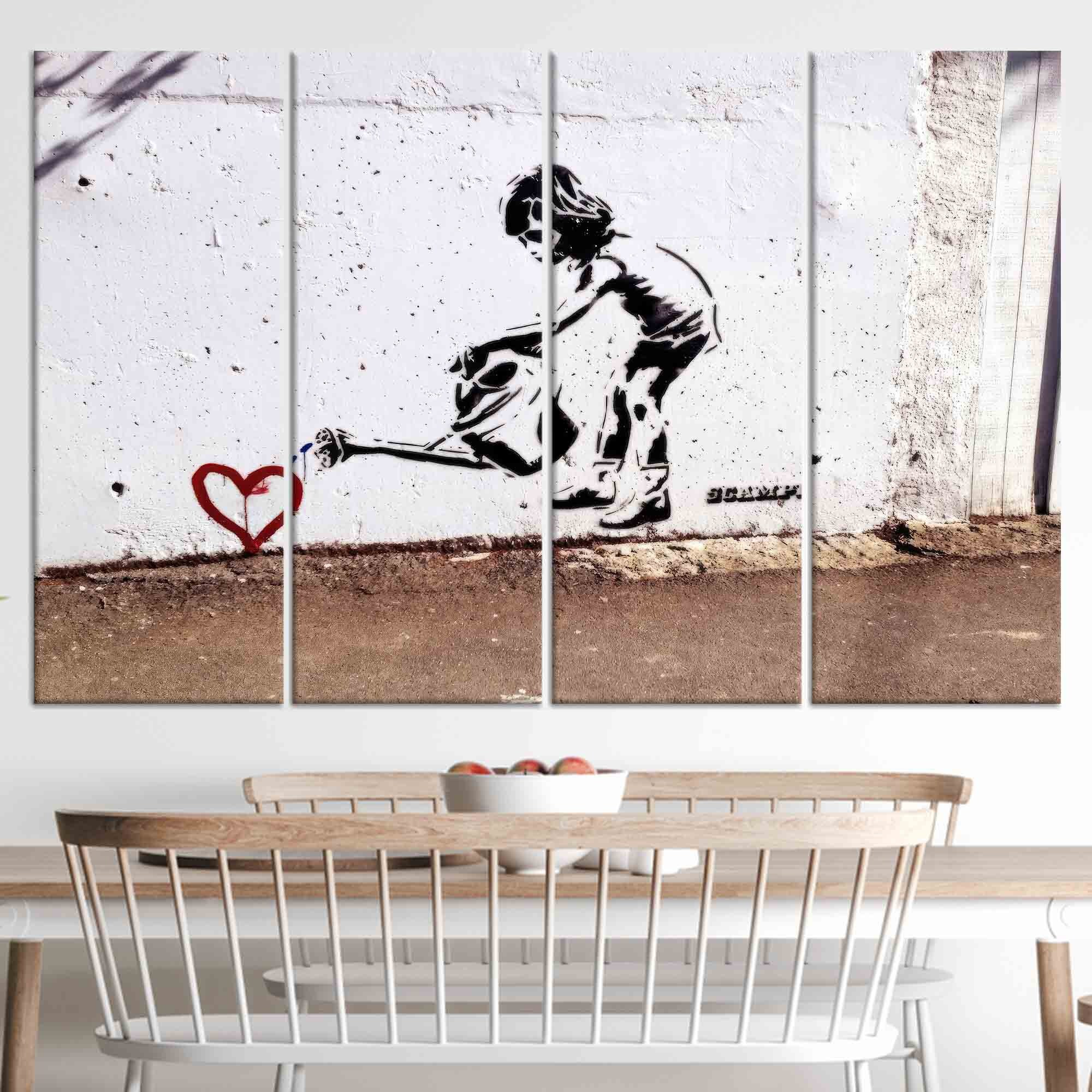 Banksy Children Watering Heart Canvas Art - Street Art Decor - Etsy