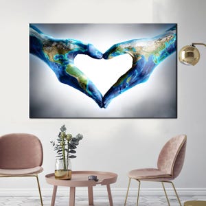 Personalized Gift, Modern Wall Table, Planet Wall Art Decor, Abstract Art Canvas, Love The Planet Wall Table, Glass Art Gift,