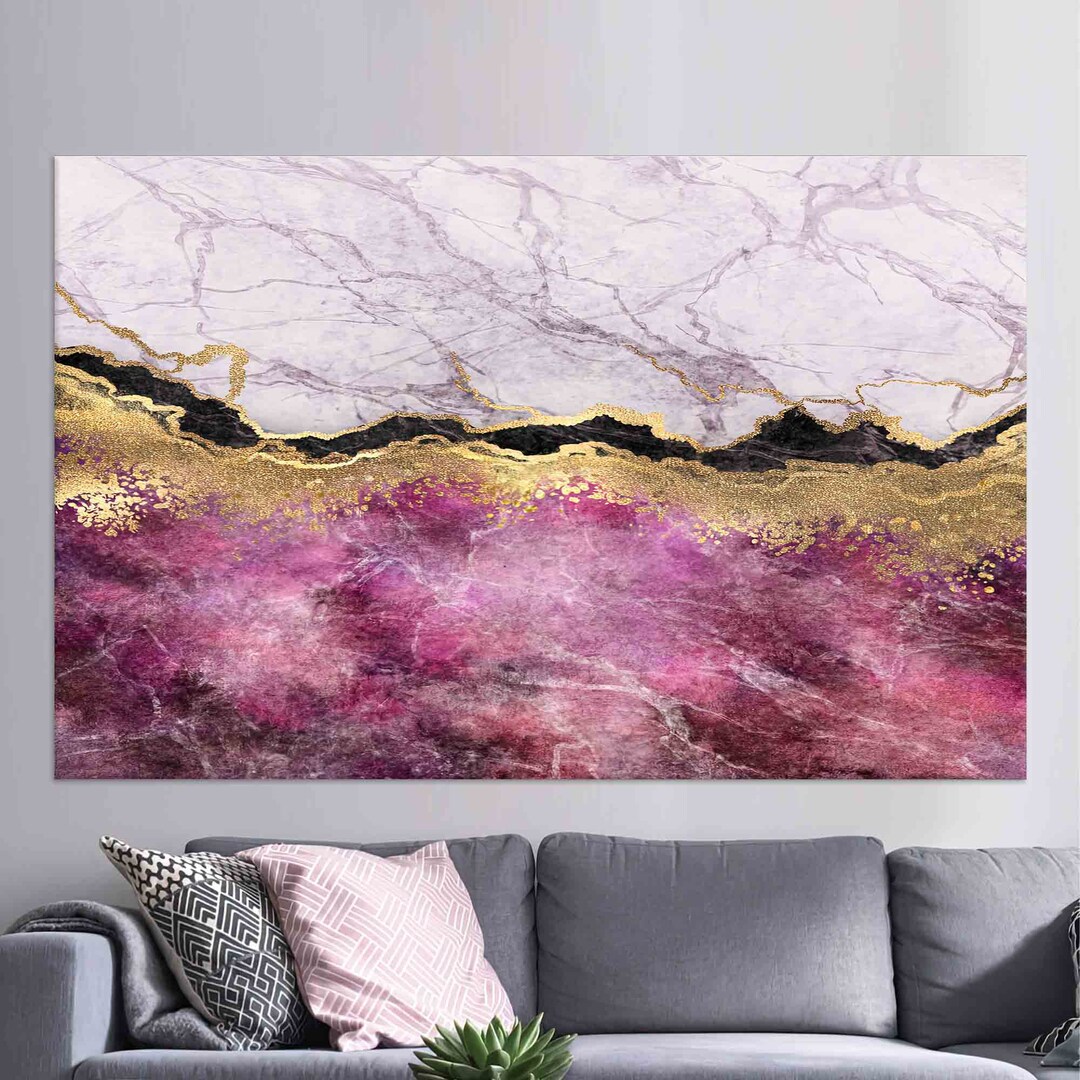 Pink and Gold Marble Wall Art Modern Art Luxury Marble Art Etsy