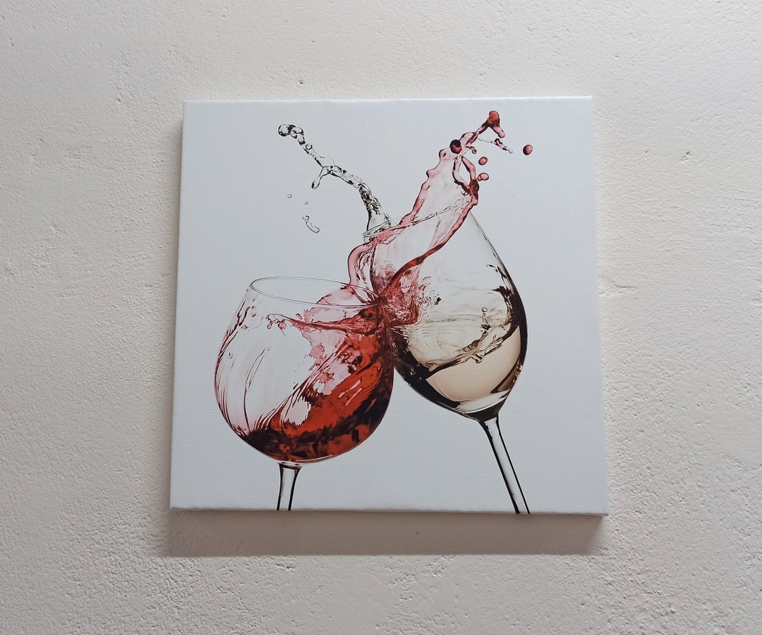 Modern Glass Printing, Wine Splash Art Canvas, WINE Glasses Wall