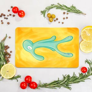 Tagliere in vetro con divertenti cartoni animati, tagliere personalizzato, tagliere audace e sfacciato, tagliere con la cultura pop, regalo per gli amici