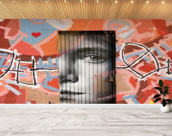 Graffiti Girl Wall Mural: Peel and Stick Wallpaper, Street Art Decor