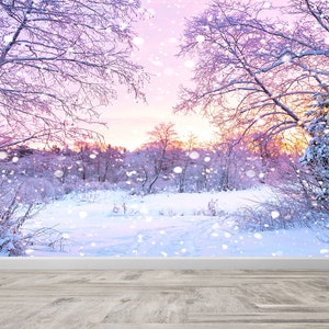 Custom Wall Paper, Wall Covering, Decor For Wall, Gift Wallpaper, Snow Landscape Digital Paper, Snow View Paper Craft, 3D View Wall Mural,