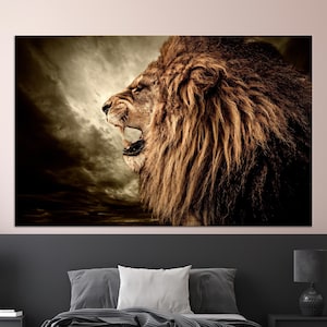 Man Cave Wall Decoration, Animal Artwork, Modern Glass Decor, Roaring Lion Tempered Glass, Baby Boy Gift Personalized,