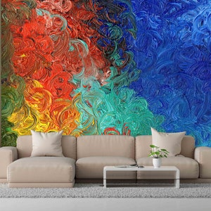 Carta da parati personalizzata, Carta da parati luminosa, Murale 3D, Regalo per il, Poster da parete con pittura colorata, Carta da parati astratta colorata, Adesivi murali,