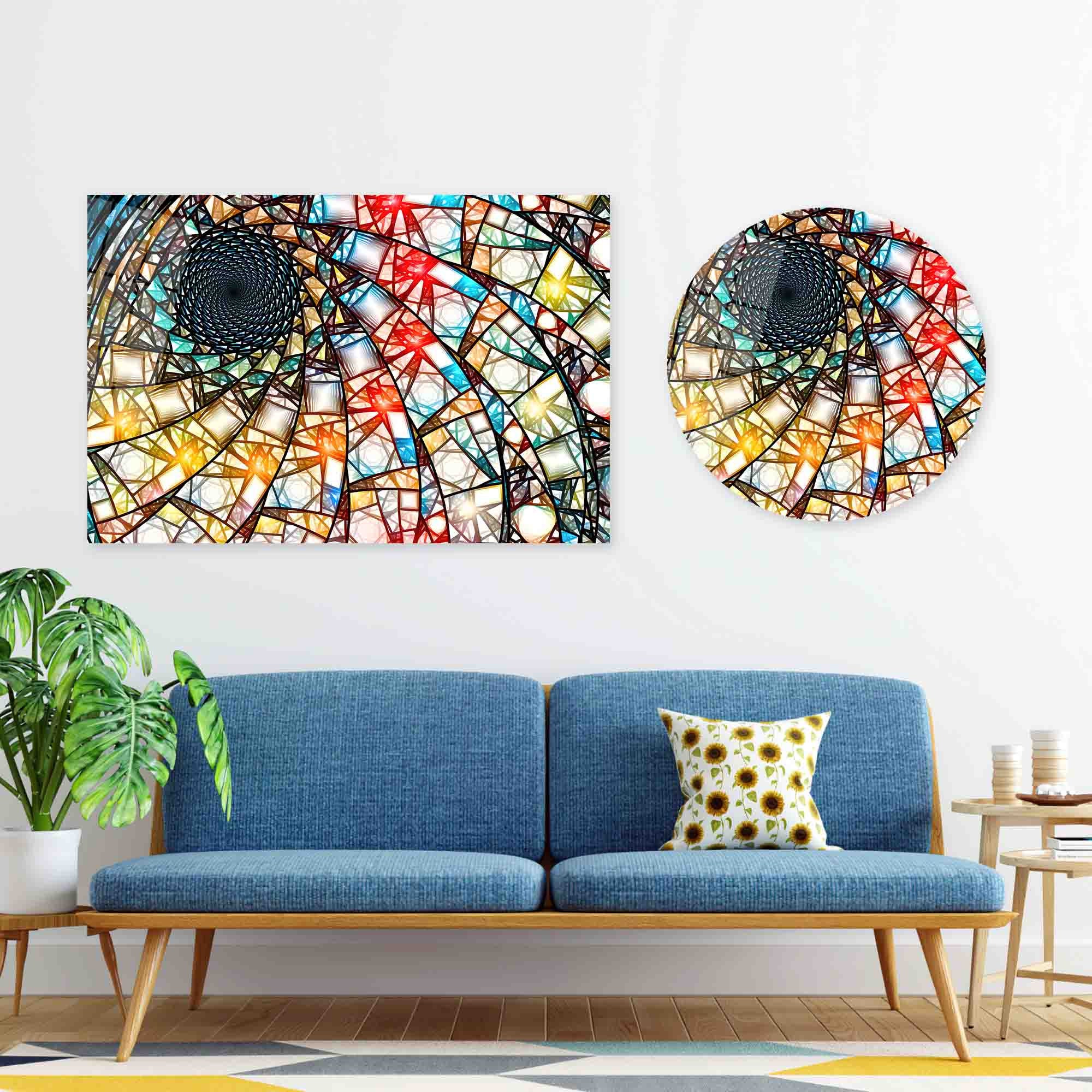 フラクタルガラス効果キャンバスプリント：カラフルな壁アートギフト