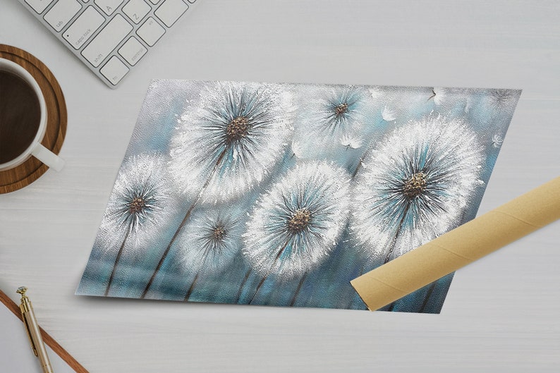 3D Paper Art, Wallpaper Patent, Custom Wall Paper, Housewarming Gift, Dandelion Wall Decals, Dandelion Lover Gift Wall Mural, 3D Wall Paper image 7