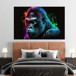 Abstract Gorilla Art Decor, Glass Custom For Art, Gorilla Canvas Print, Play Room Glass Wall Art, Animal Glass Wall, Glass Art Wall Decor,